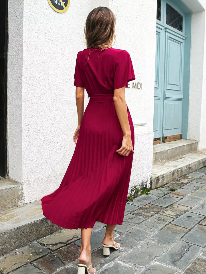 Deep Magenta pleated dress by BABE The Label