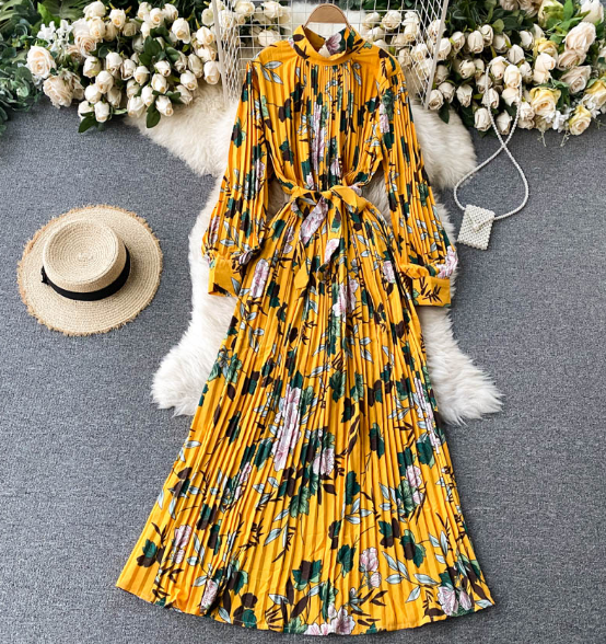 Yellow Floral dress by BABE The Label