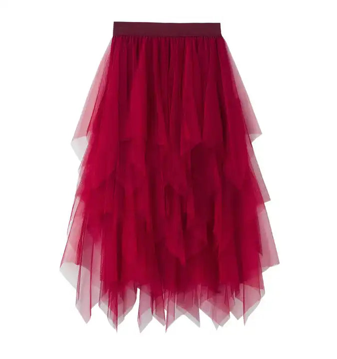Red tulle layered skirt by BABE The Label